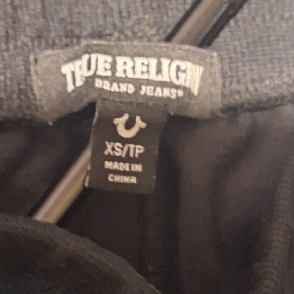 TRUE RELIGION-Velour Women XS Joggers-Black Velvet Sweatpants-Straight Leg - Picture 4 of 11